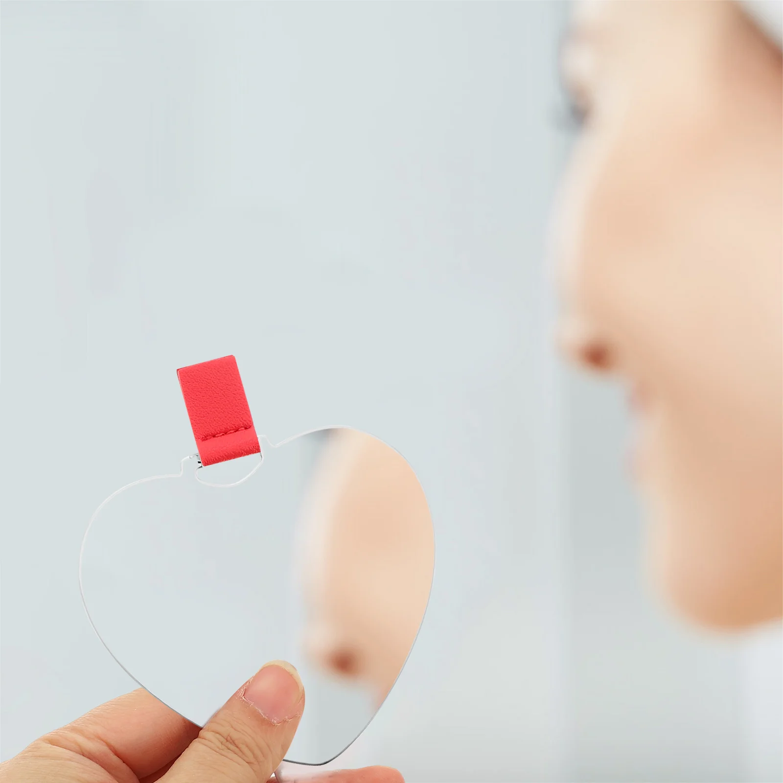 

2Pcs Small Heart-Shaped Makeup Mirror Portable Stainless Steel Compact Handheld Mirror for Travel Personal Use