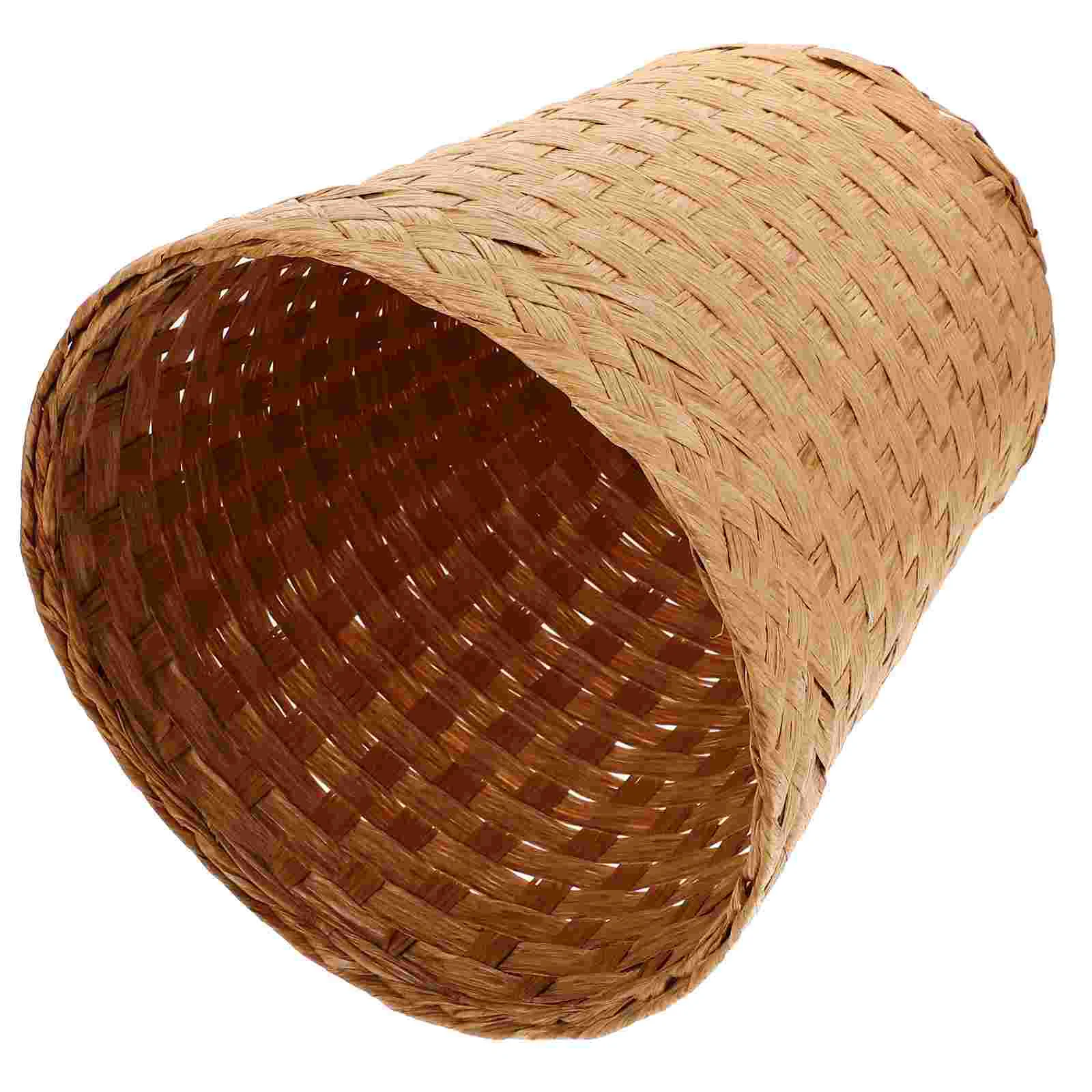 Rattan Handwoven Trash Can Sundries Storage Basket Versatile Bins Wicker Waste Square Baskets Bamboo Office Planters