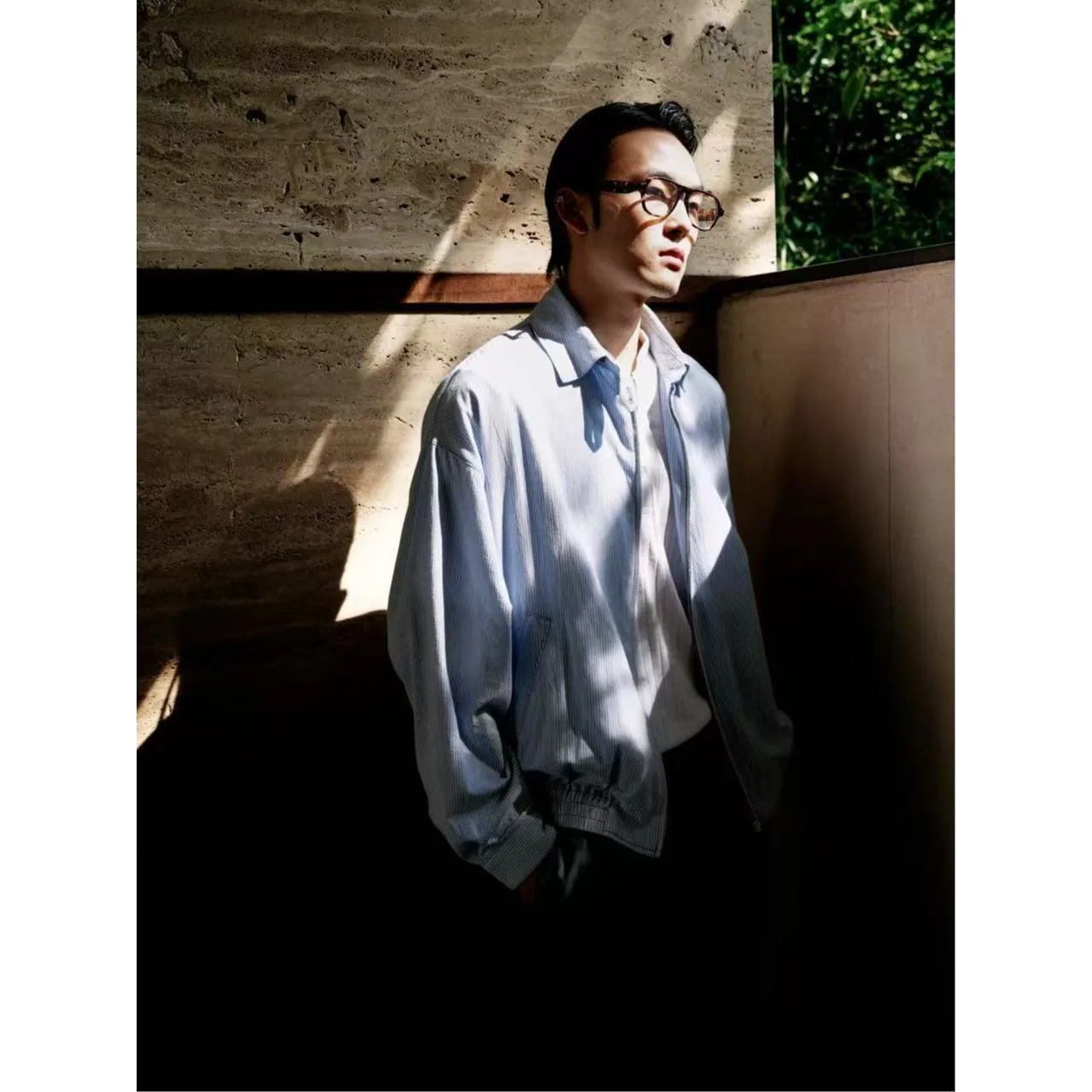 

Легкая мужская куртка Aeolian свободного кроя с сине-белыми полосками, с воротником, для летнего сезона, из полиэфирного волокна, быстросохнущая