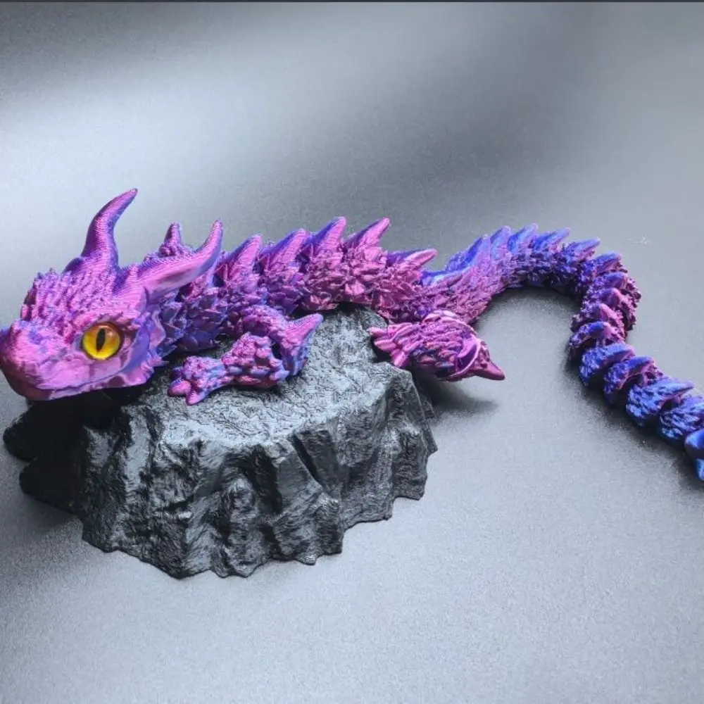 Simulated Eye 3D Printed Dragon Chinese Dragon All-in-one Molding 3D Printed Diceratops Dragon Poseable Joints Rotatable