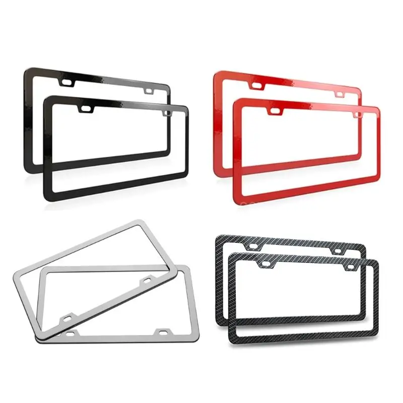 License Plate Frames 2 Pack Obstruction-Free Holder Rustproof Stainless Steel Front Mounting Kit Universal Car Accessory