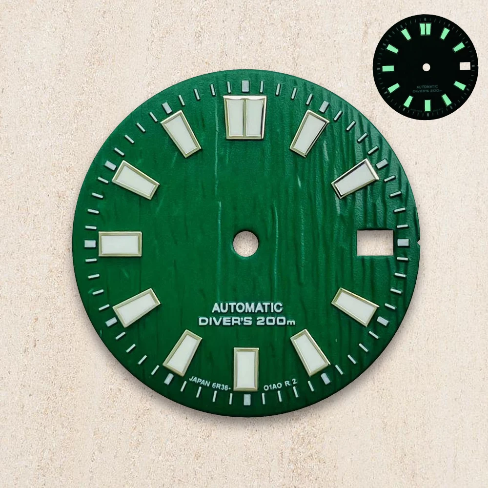 28.5mm S Logo Dial NH35/NH36/4R/7S Suitable For Japanese Movement Green Luminous Watch Modification Accessories