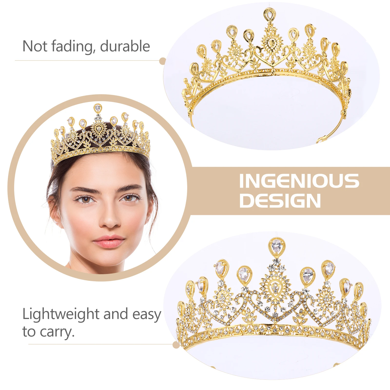 

1pc Rhinestone Wedding Crown For Women Bridal Headpiece Party Cosplay Accessory Bride Bridesmaid Crown Costume Headwear Hair