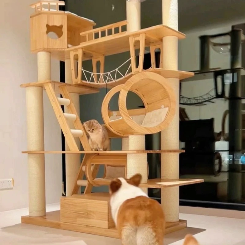 

Large solid wood climbing frame nest tree integrated pine frame villa