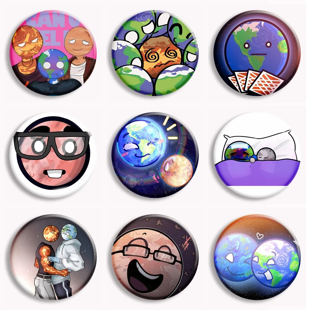 Cartoon Solar Balls Soft Button Pin Solarballs Funny Meme Earth Moon Anime Fanart Brooch Badge Creative Bag Decor Fans Collect