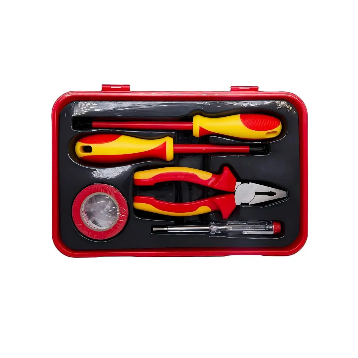 SFREYA S670-5 5PCS Insulated Tool Set, Includes Screwdrivers, Combination Pliers, Voltage Tester, Insulated Tape for Electrician