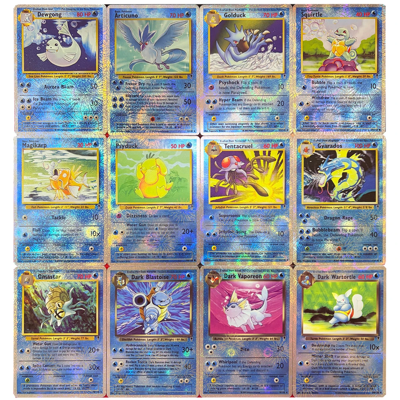 

Коллекционная карта PTCG: 12 моделей, Пси-Дак, Дарк Бластойз, Дьюгонг, Сквиртл, серебряная фольгированная карта с эффектом преломления света, для самостоятельной сборки, игровая коллекционная карта