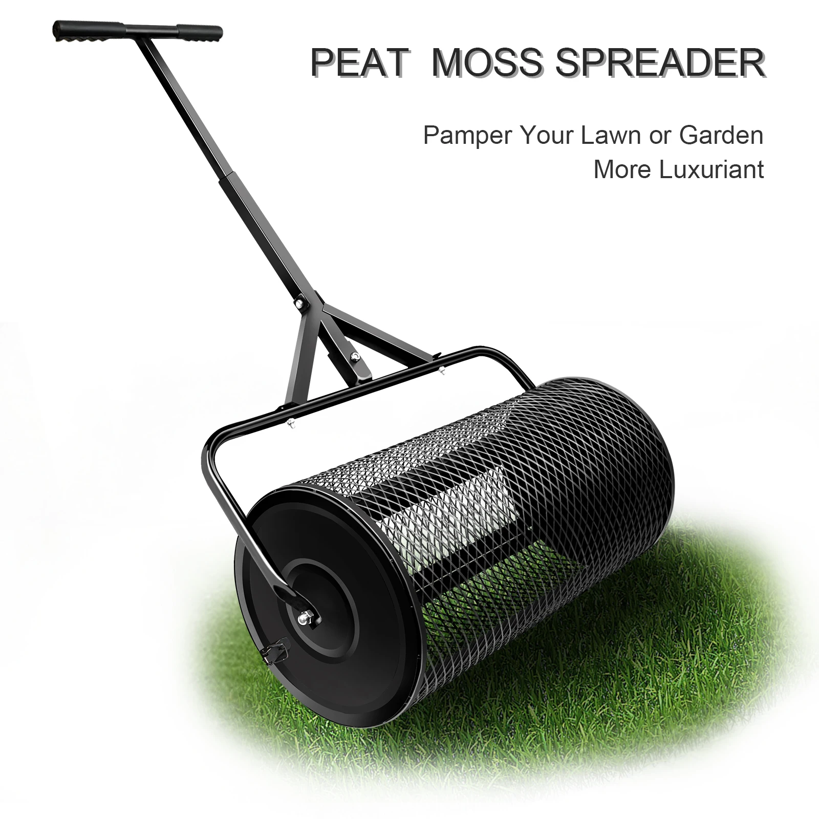 Spreader Roller Peat Moss Spreader For Planting, Seeding, Durable Lightweight Metal Mesh Spreader For Lawn