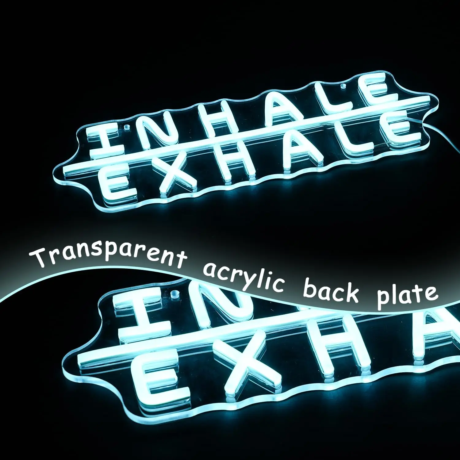 Inhale Exhale Neon Sign Yoga Neon Sign for Wall Art Decoration Ice Blue Neon Light for Pilates Art Neon Gym Sign Yoga studio