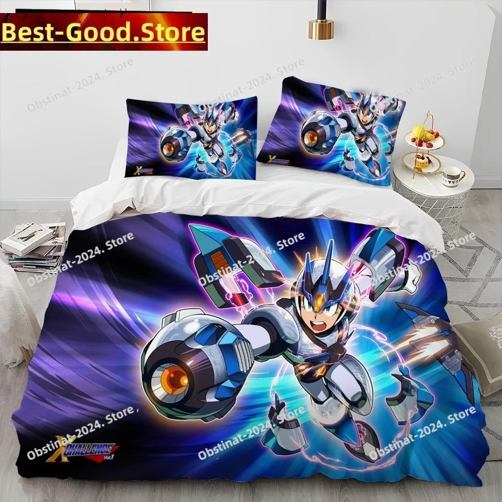 

3D Rockman Megaman Game Bedding Set Duvet Cover Full Queen King Size Pillowcase Bed Print Bed Set Aldult Kid Bedroom Single Twin