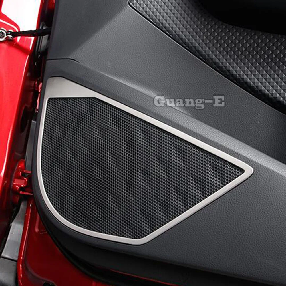 

Car Stick Stainless Steel Detector For Toyota C-HR CHR 2017 2018 2019 2020 2021 Inside Audio Speak Sound Ring Lamp Trim 4pcs