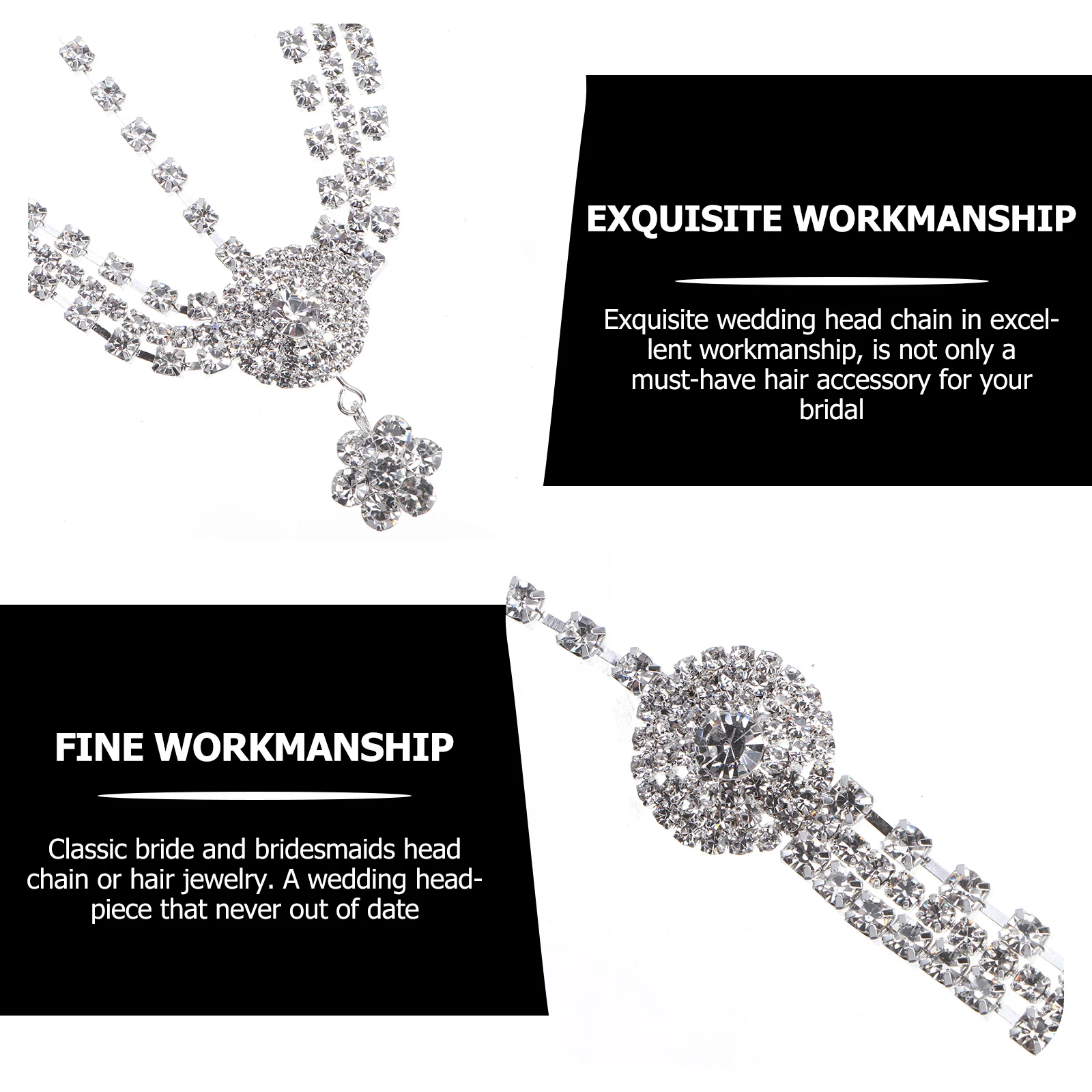 

Rhinestone Headwear Bridal Hair Accessories Wedding Headdress Silver Bride Chain Fashion Head Chain Alloy Hair