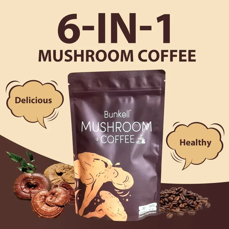 Mushroom Coffee Blend Supplement - Helps with Energy, Stress Management, Focus, Immunity, Digestion and Antioxidant Support