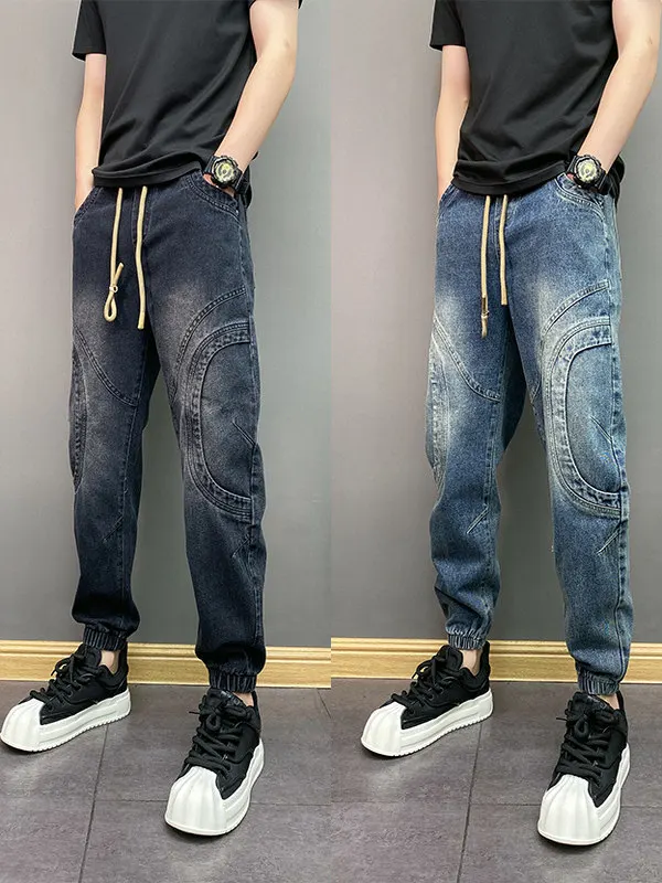 

Spring 2026 Trendy Korean Sle Slim Fit Jeans Men's Waed Casual Faionable Cuffed Simple Leisure Denim Pants
