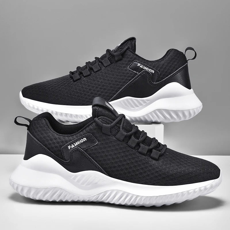 Fashion Casual Running Shoes Men and Women Breathable Mesh Sports Shoes Lightweight Black Outdoor Jogging Tennis Shoes 36-46