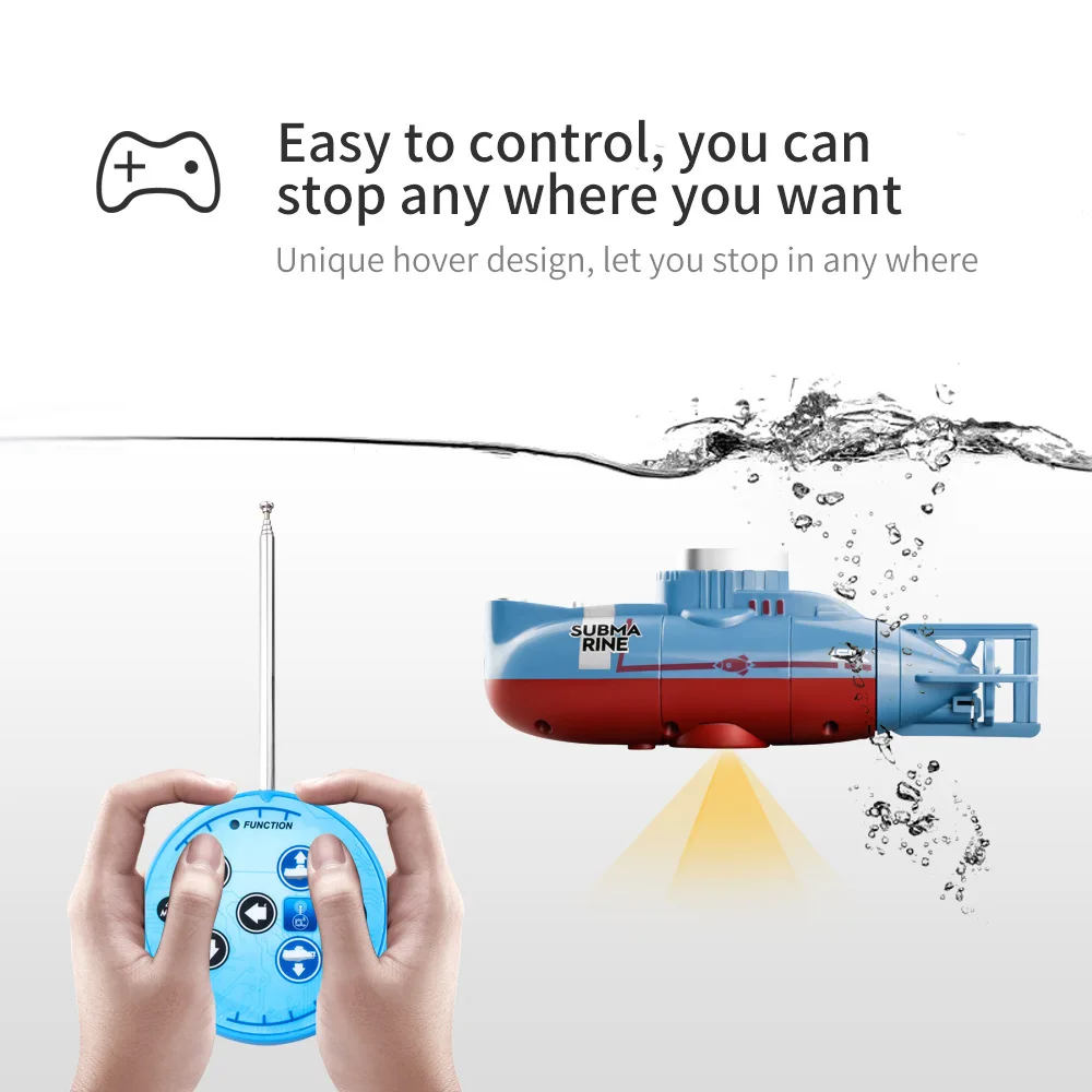 Mini RC Submarine for Kids - Remote Control Boat with 0.1m/s Speed Waterproof Diving Simulation Model Toy for Christmas - view 6