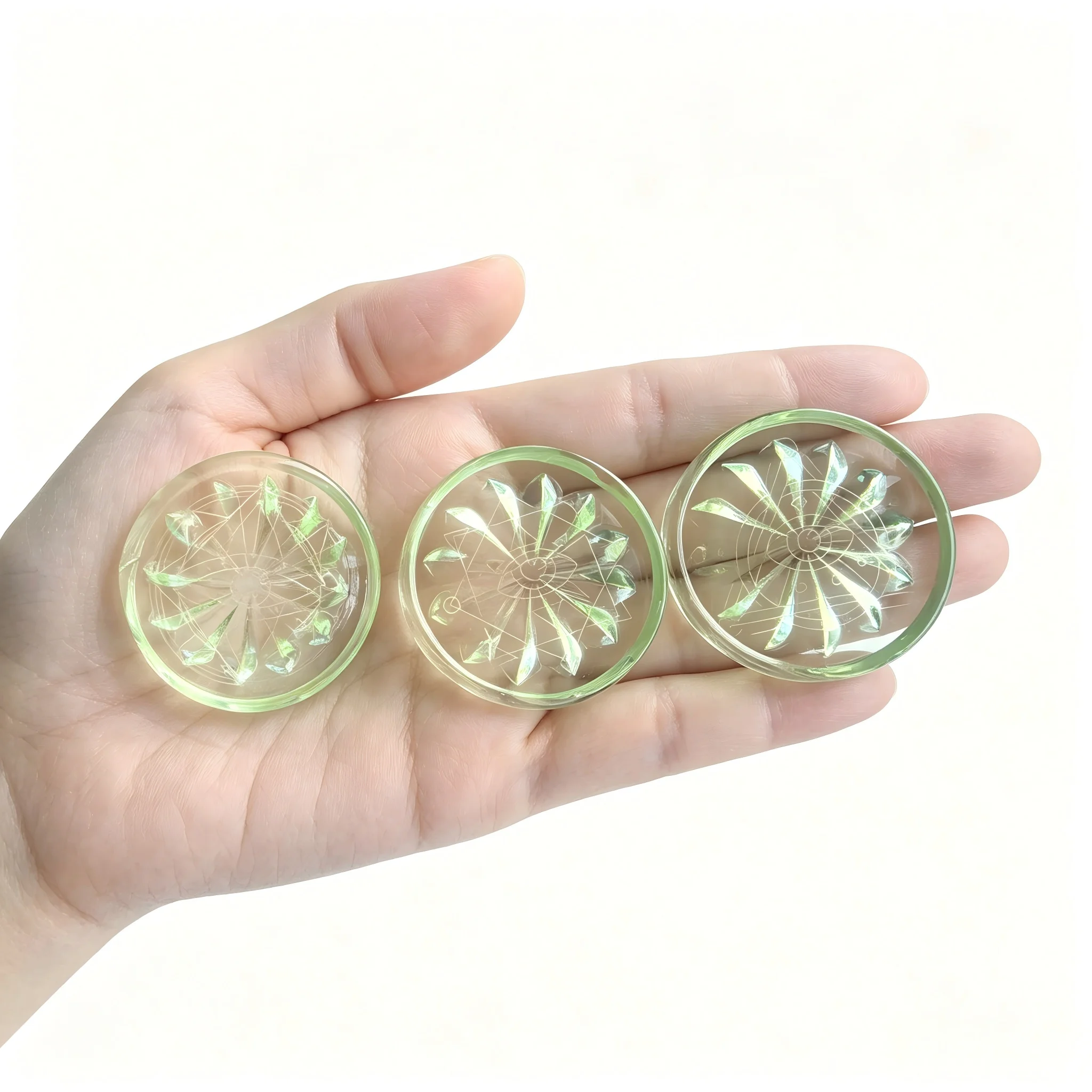 New Arrival Mini Active Bio Glass Piece Transparent Crystal Custom Pattern Spiritual Gift for Home Decor Jewelry Making