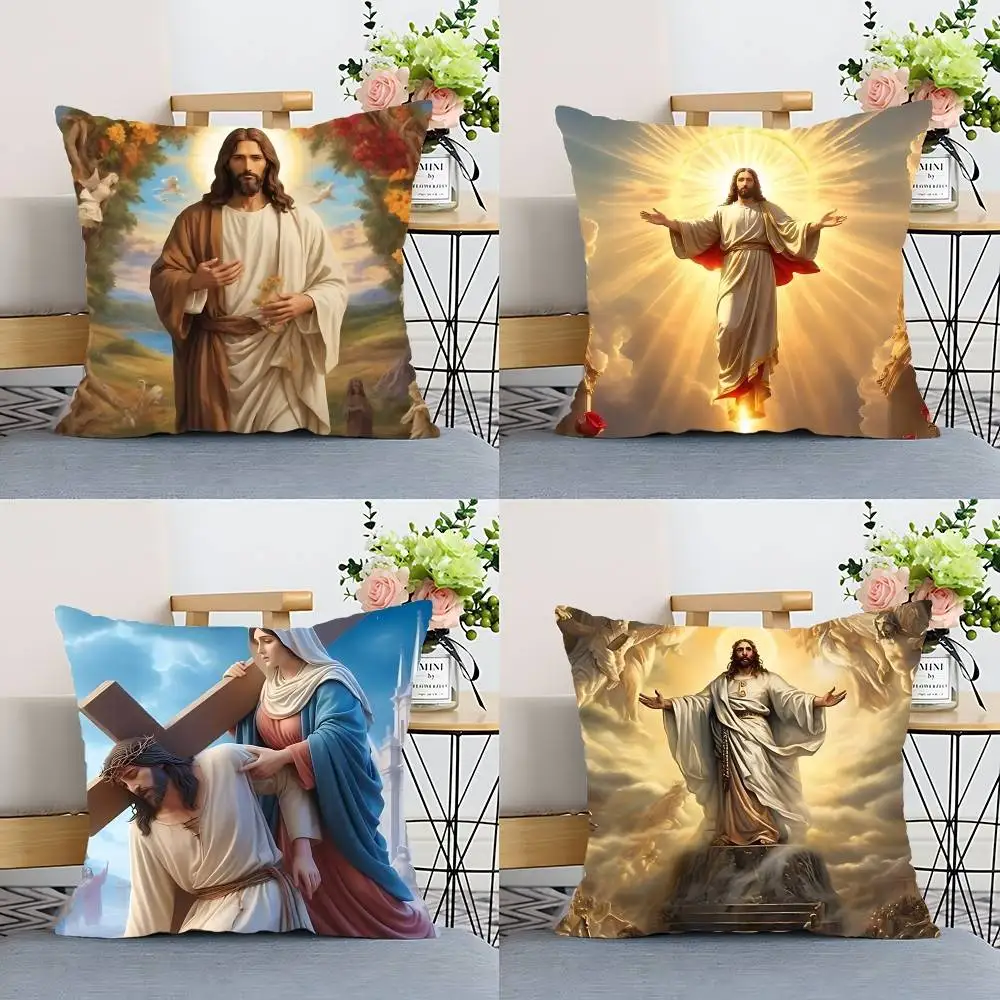 Jesus Christus Kissenbezug, Kissenbezug, Polyester-Kissenbezug, dekoratives Sofakissen, Kissenbezug, Heimdekoration