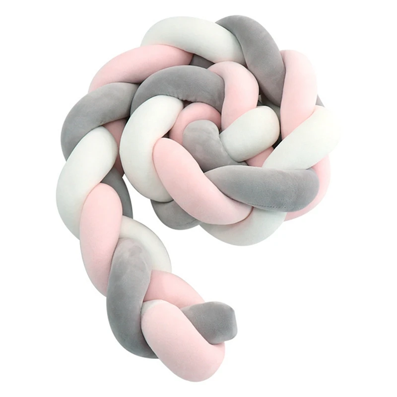 

AA50-Baby Twisted Bed Surround Plush Children Room Decorative Anti-Collision Strip Softs Cottonrope Bed Hand-Woven Mat 400Cm