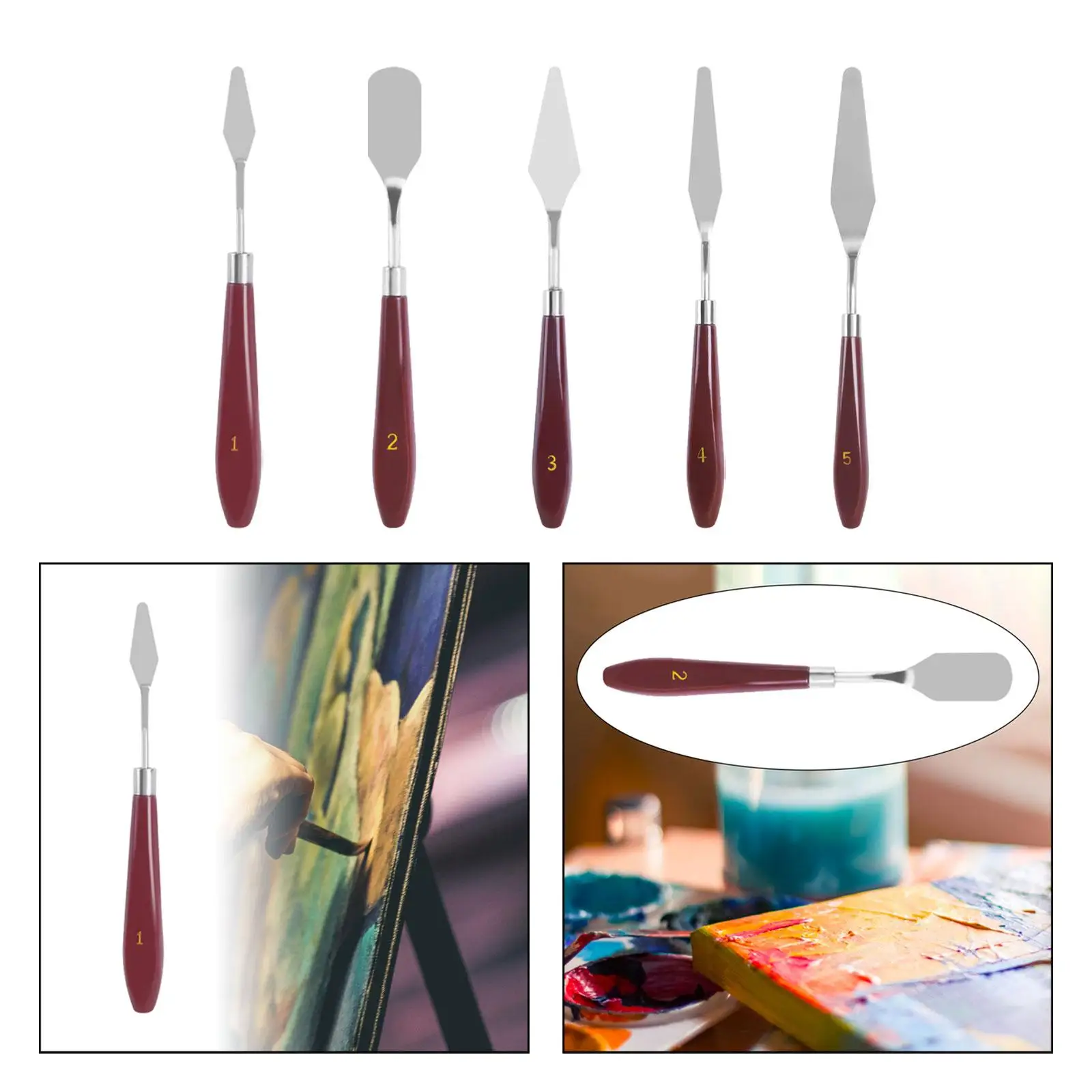 Cuchillo de paleta, cuchillo para mezclar colores, herramientas duraderas para adultos, cuchillo de pintura de artista para pintura acrílica, aceite de acuarela