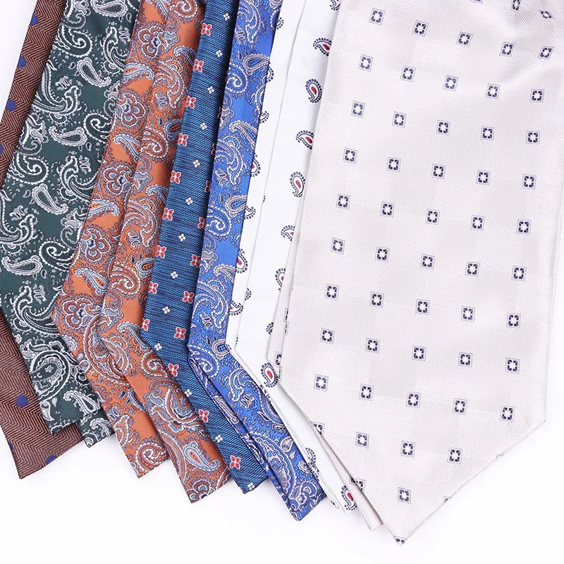 Luxury Mens Scarf Tie Paisley Geometric Pattern Floral Jacquard Ascot For Men Cravat Wedding Business Tuxedo Suit Shirt Gift