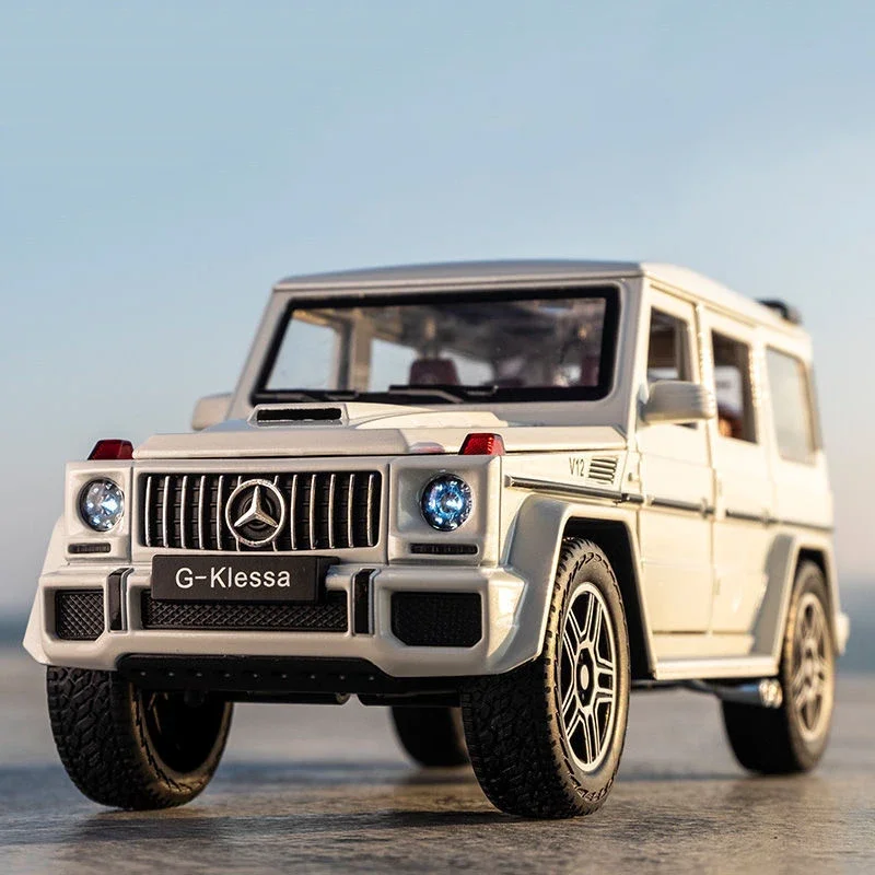 Модель Автомобиля AMG G63 1:24, игрушечный автомобиль из цинкового сплава со звуком и фотографией, подарок для мальчиков и девочек