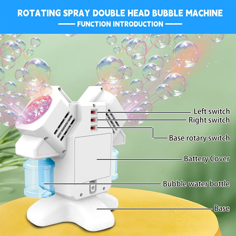 Brinquedo de máquina de bolhas de luz de chão gira para criar bolhas para atividades ao ar livre das crianças sem bateria de água de bolhas