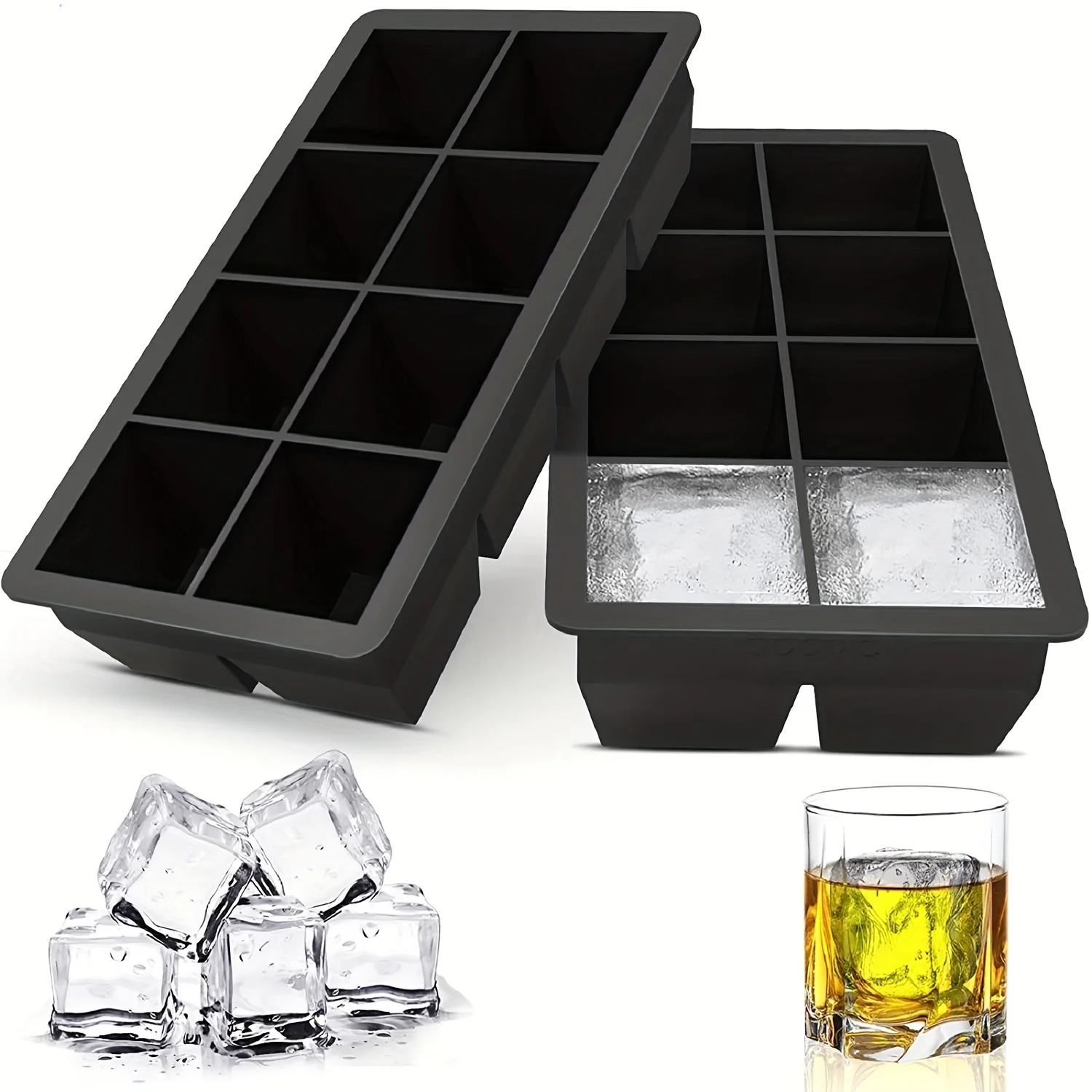 2pcs, Ice Cube Mold, Ice Cube Tray, Multifunctional Chocolate Mold, Mold For Pudding, Jelly, Candy, Whiskey Ice Cube Tray, Ice T