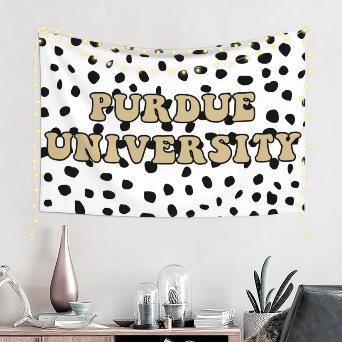 Purdue University Spotted Dotted Flag Tapestry Room Decoration Accessories Wall Carpet Home Decorators Tapestry