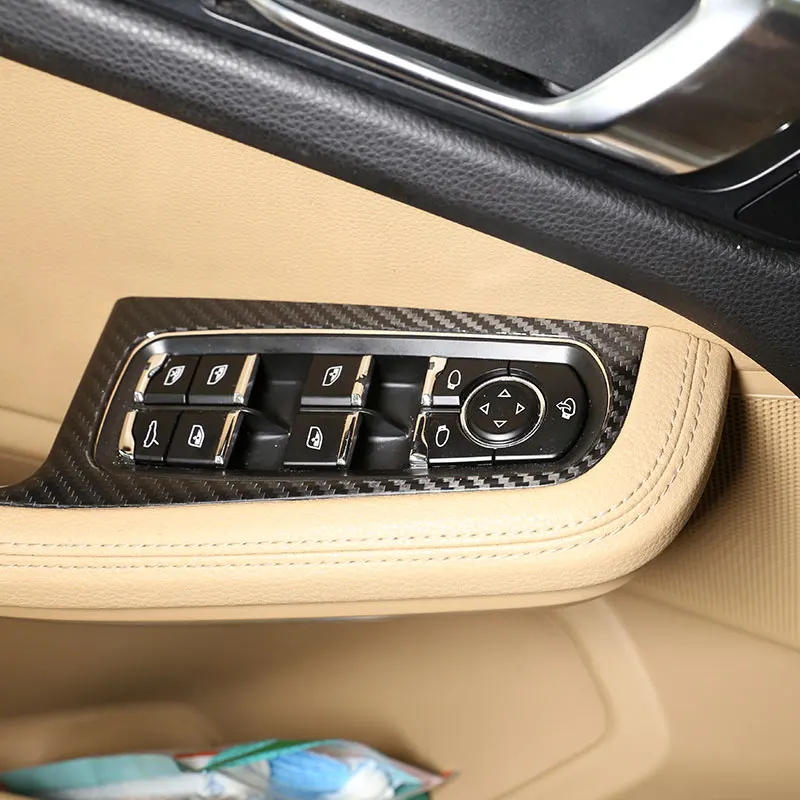 

For Porsche Macan 2014-2023 Real Carbon Fiber Car Glass Lift Switch Panel Frame Cover Trim sticker Car Accessories
