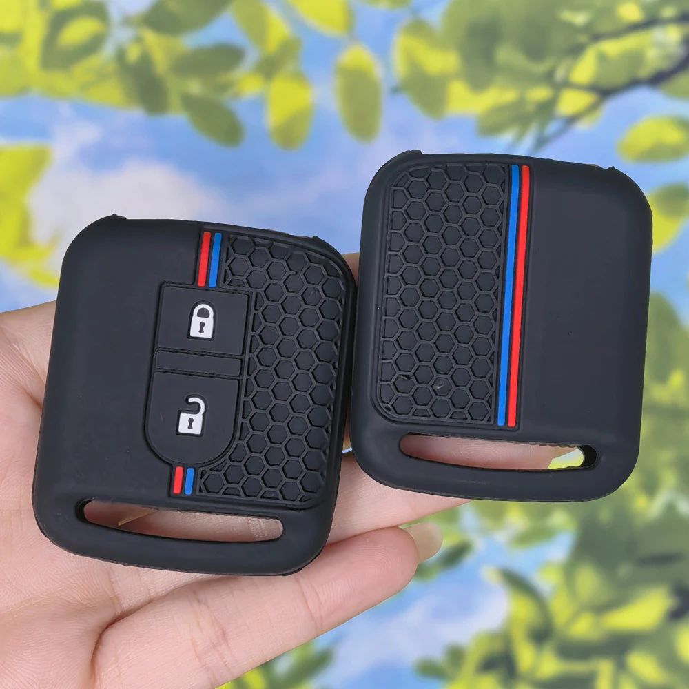 Sport‑Stripe Honeycomb Key Protector For Nissan Tiida X‑Trail Navara Qashqai J10 Pathfinder Primera P12 Silicone Remote Cover