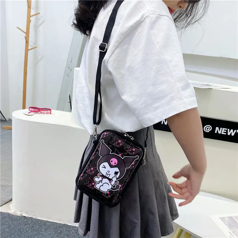 Original Sanrio Cartoon Shoulder Bags Hello Kitty Kuromi Hard Shell Coin Purse Small Crossbody Bag Anime Figure Cute Girls Bag