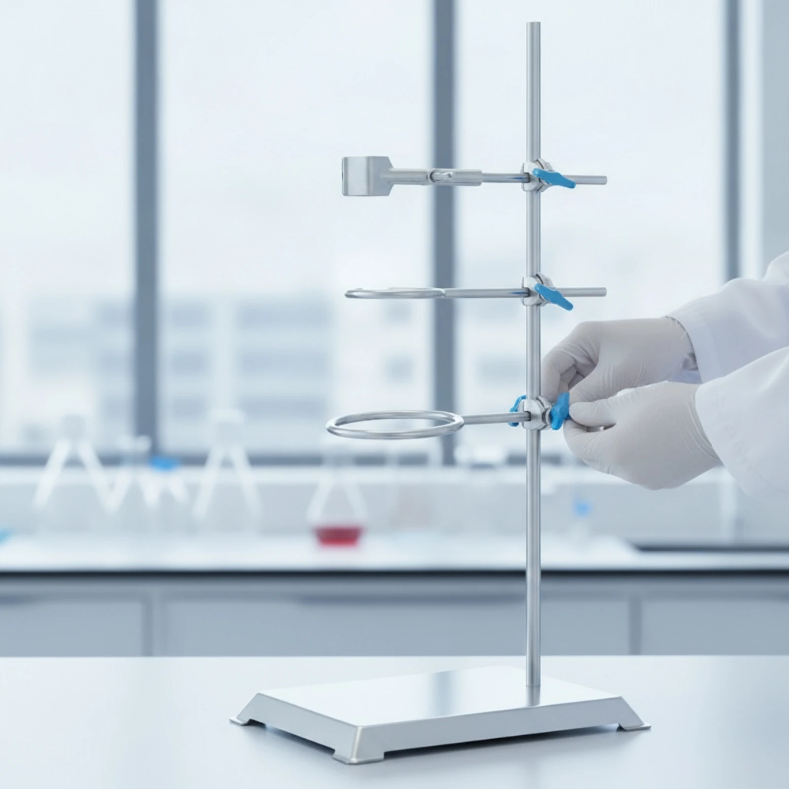 Laboratory Support Stand Stable Laboratory Stand with Clamp Sturdy Heavy Duty for Chemists, Classroom view 3