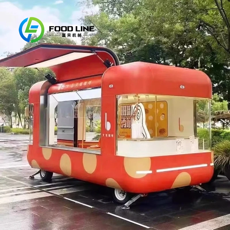 Customized New Design 4 Wheel Towable Stainless Steel Food Trailer Full Kitchen Fast Food Truck for Coffee Pizza