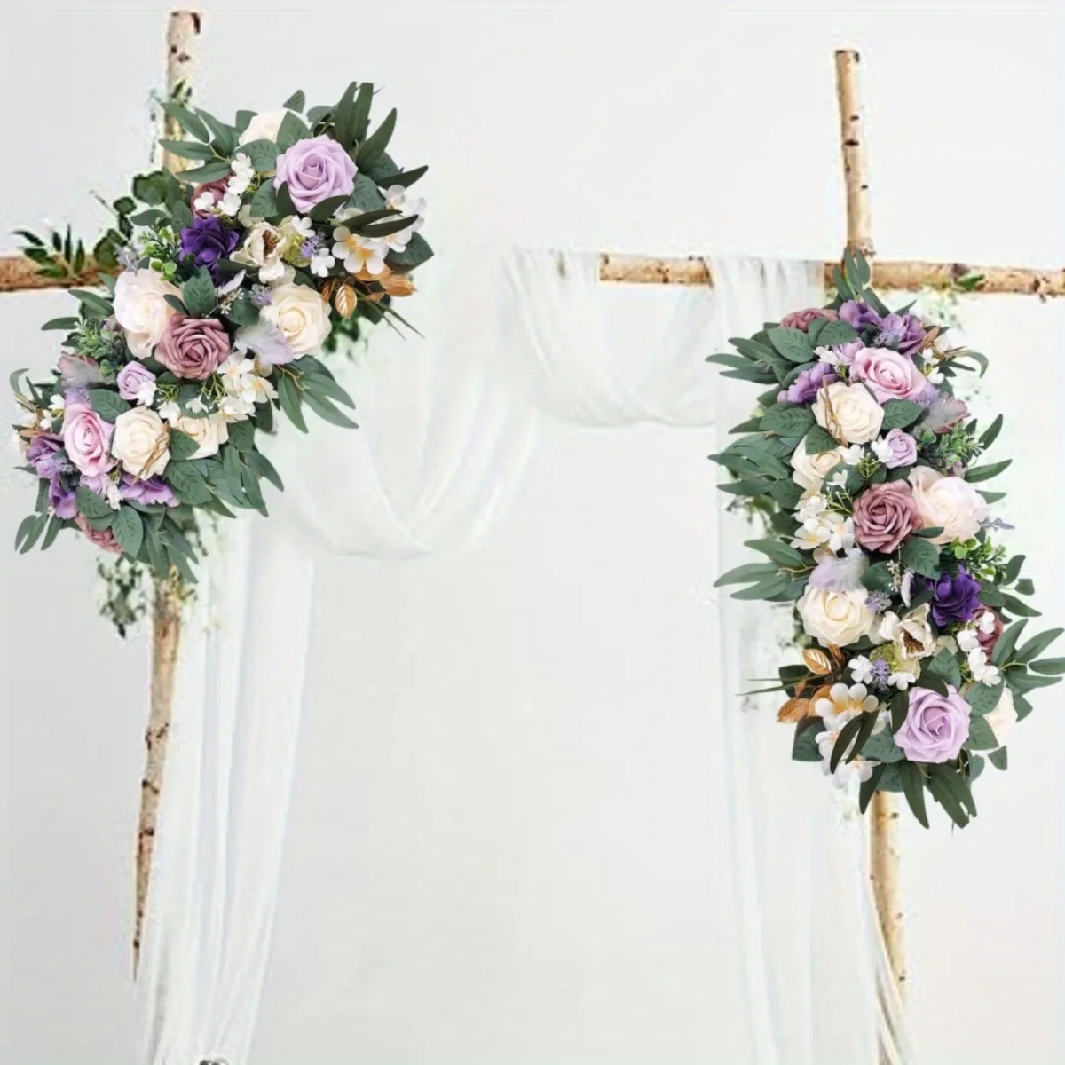 

2 件 Faux Wedding Flower Row 27.5in Rose Silk Fake Flower Arch Background Window Display Floral Party Home Decor