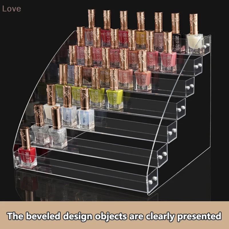 رف عرض طلاء الأظافر الأكريليك متعدد الطبقات منظم شفاف لطلاء الجل ومستحضرات التجميل في صالونات الأظافر #5