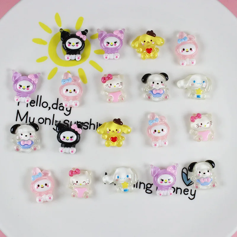 

10pcs Hello Kitty Decoration Cute Cartoon DIY Hair Clip Phone Case Stationery Accessories Women Supplies Student Gift Wholesale