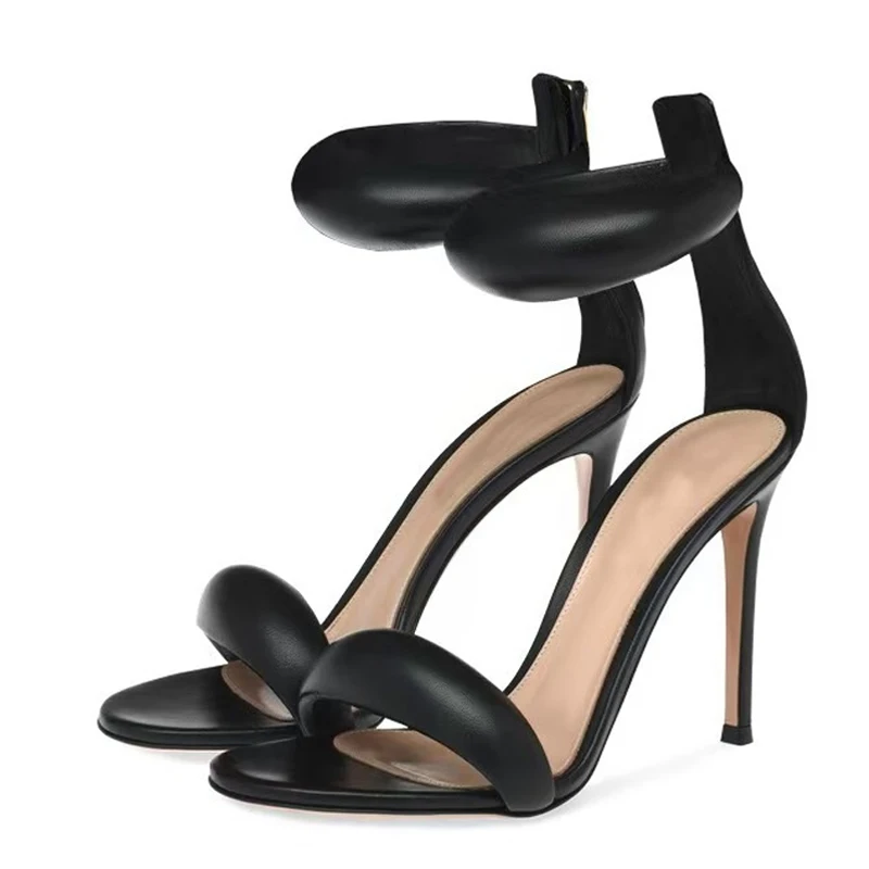 Liyke High Quality Soft Cozy Leather Ankle Wrap Zip Sandal Women Summer Fashion Open Toe Gladiator Heels Wedding Banquet Shoes image 4