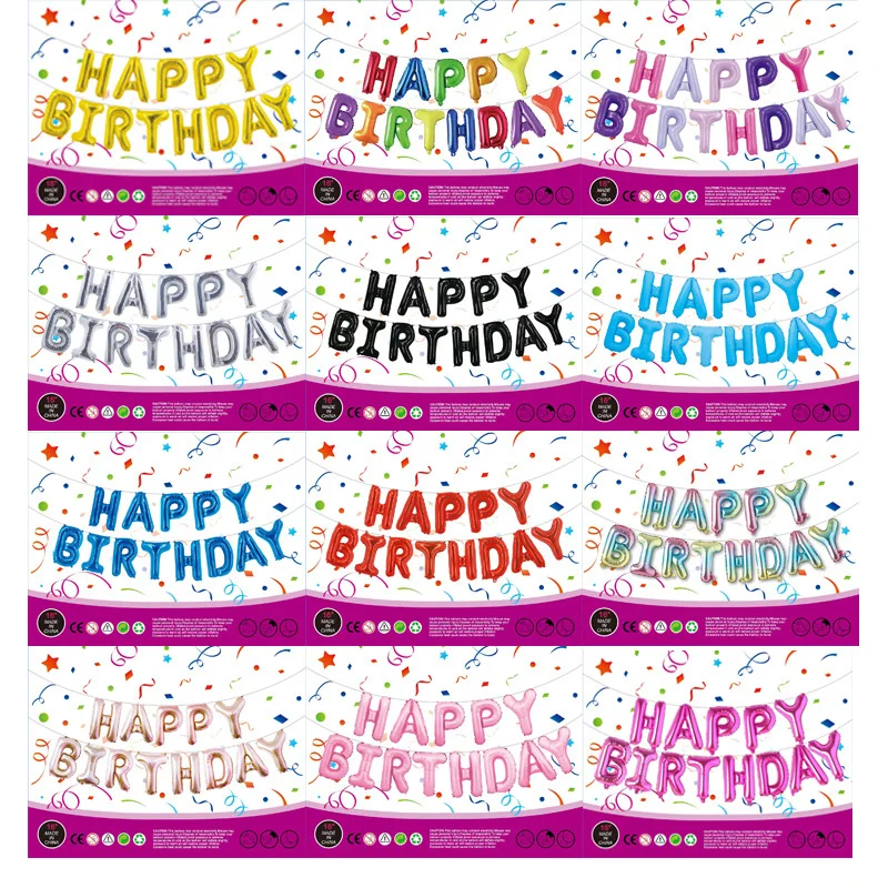 

16 Inch Happy Birthday Balloon Banner Letter Party Decorations Aluminum Foil Inflatable Hanging Birthday Party Baby Shower Decor