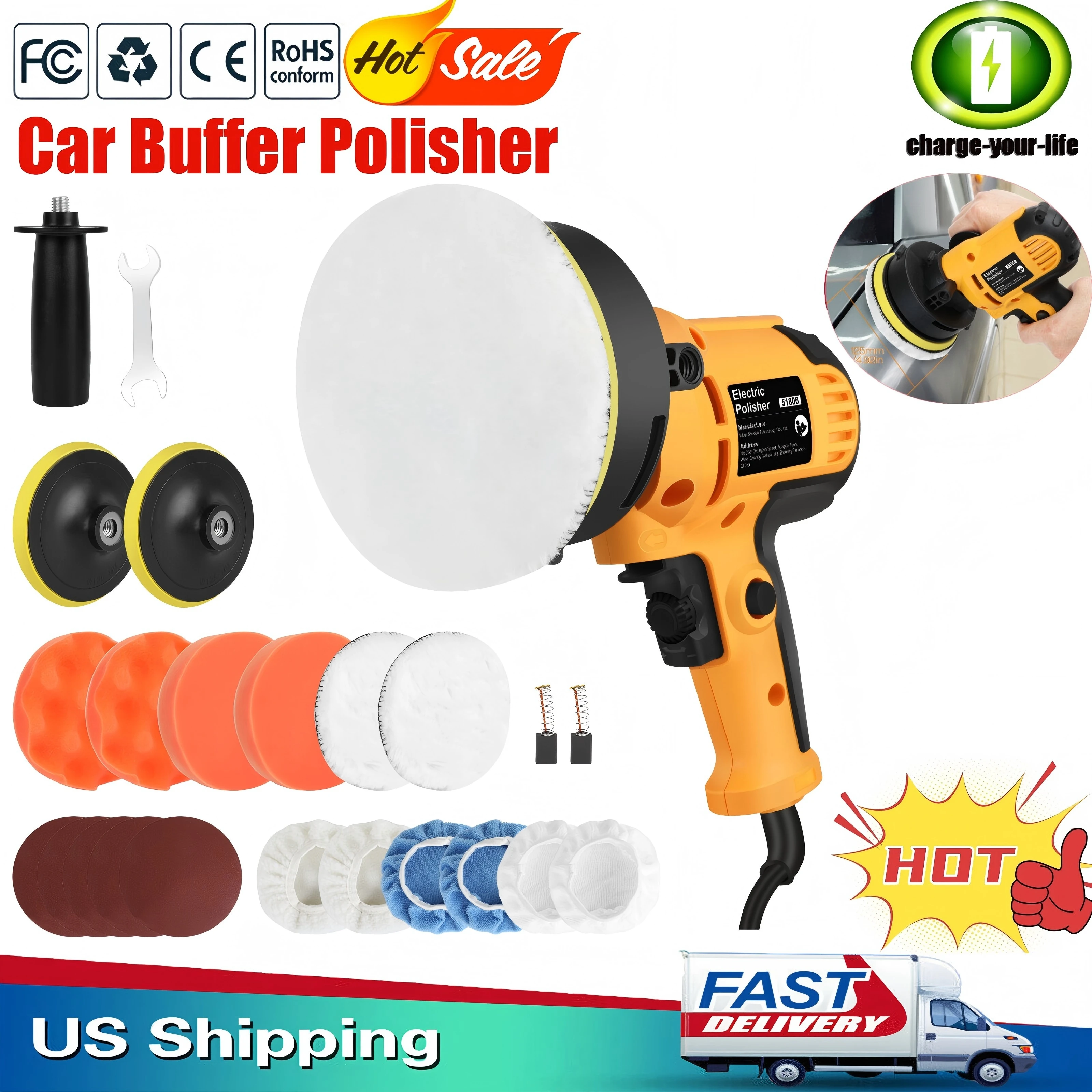 

Electric Polisher 5 Inch Car Polishing Kit 800W Variable Speed automotive Waxing Waxing Machine Auto Parts Power Tools