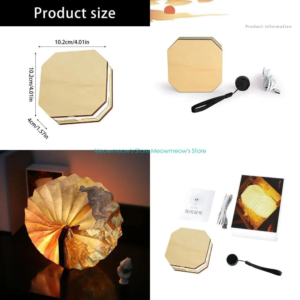 W91A Portable Dunhuang Themed Foldable USB Book Lamp Soft Light Books Decoration For Office And Home Decoration