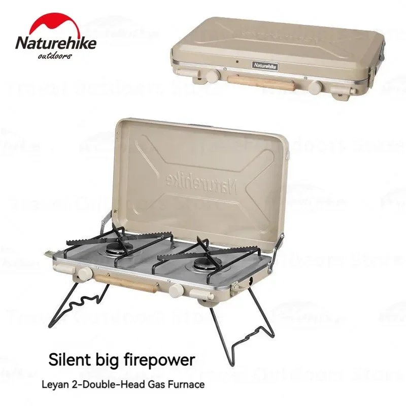 Naturehike Portable Double Stove High Power Gas Stove Burner Strong Fire Heater Tourist Camping Kitchen Cooker Supply Windproof