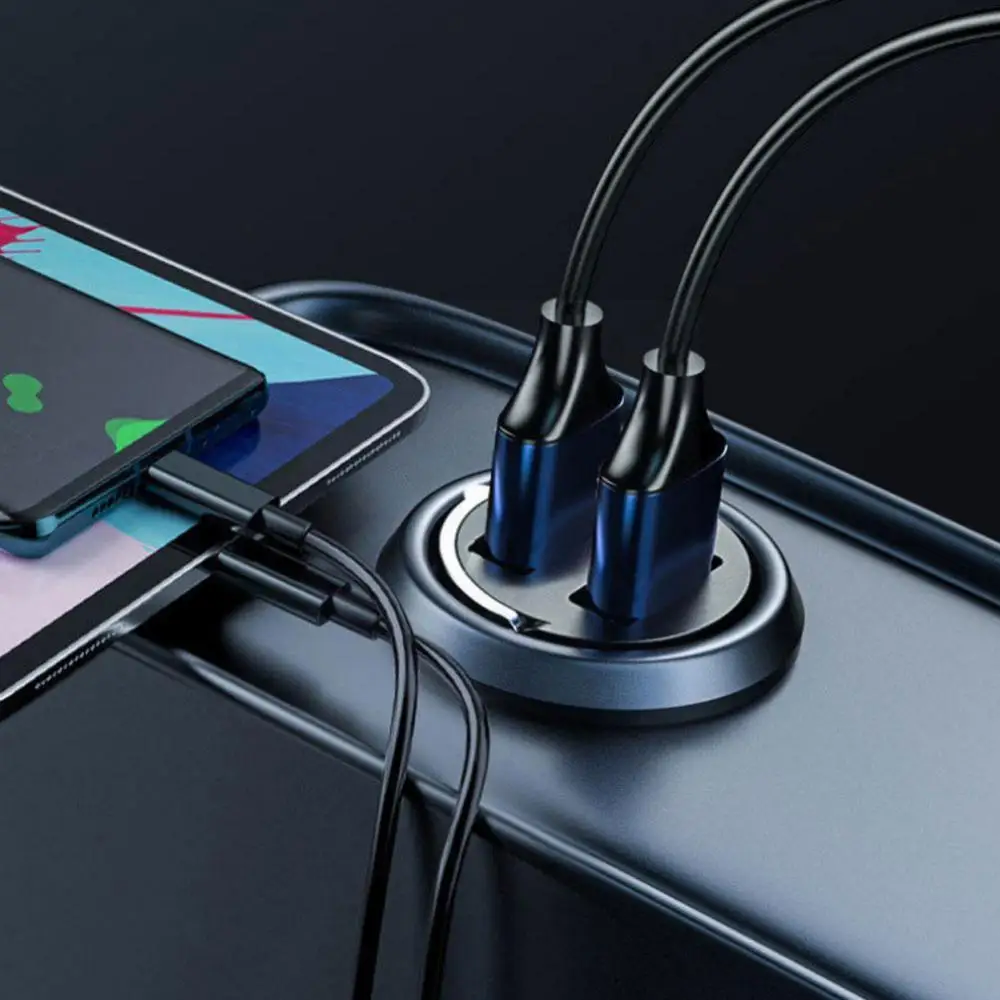 QC3.0 PD شاحن سيارة 5A شحن سريع 2 ميناء 12-24 فولت مقبس السجائر أخف سيارة USBC شاحن لمحول الطاقة