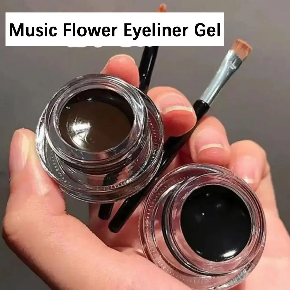 Coffee Black Gel Cream Eyeliner Make Up Waterproof Cosmetics Brushes Eye Cosmetics + Makeup Eye Liner X8v2