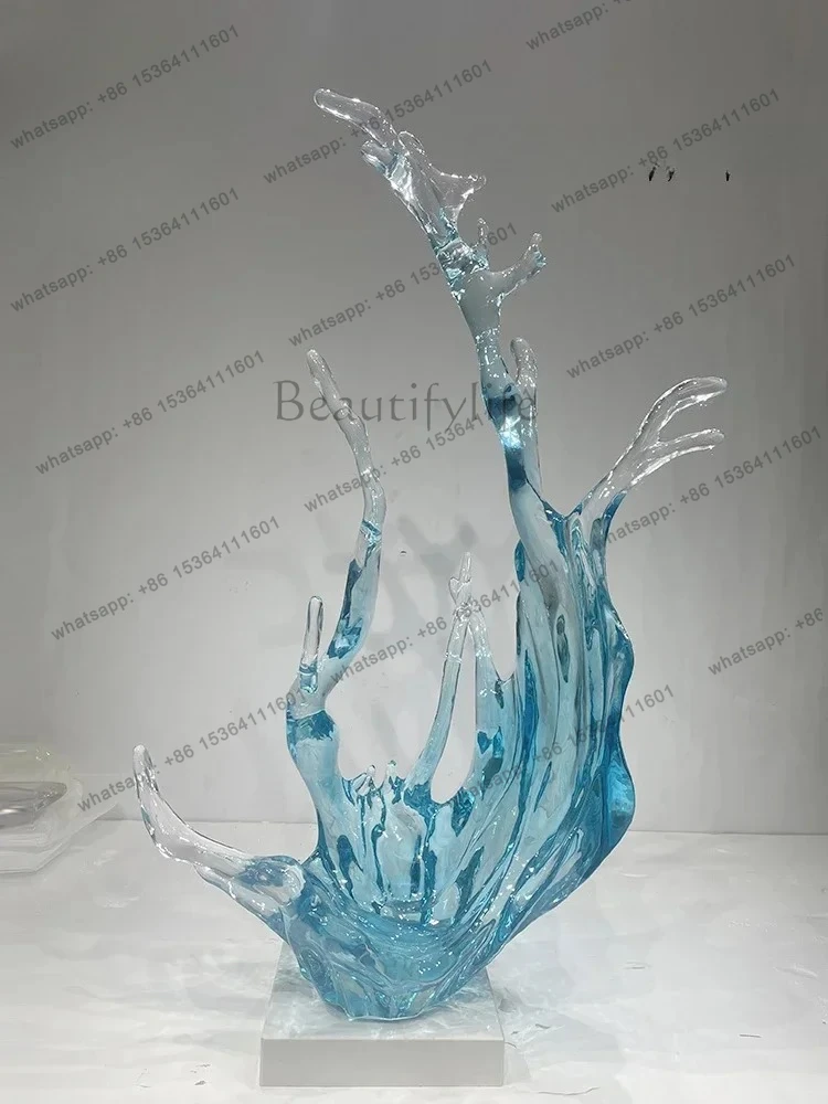 

FG26Hotel lobby sales office Clubhouse transparent resin Taihu stone sculpture large floor ornament