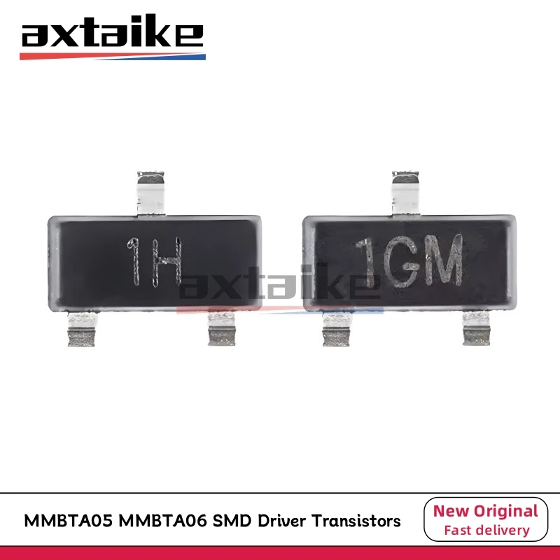 

100PCS MMBTA05 1H MMBTA06 1GM SOT-23 MMBTA05LT1G MMBTA06LT1G 0.5A 500mA 80V 225mW NPN PNP SMD Driver Transistors