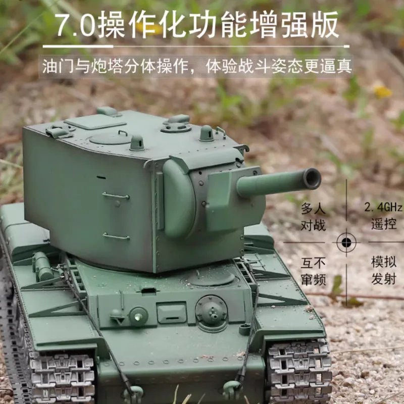 Henglong Remote Control Tank KV-2 Large Electric Military Model Toy For Boys With Metal Tracks Toy Car