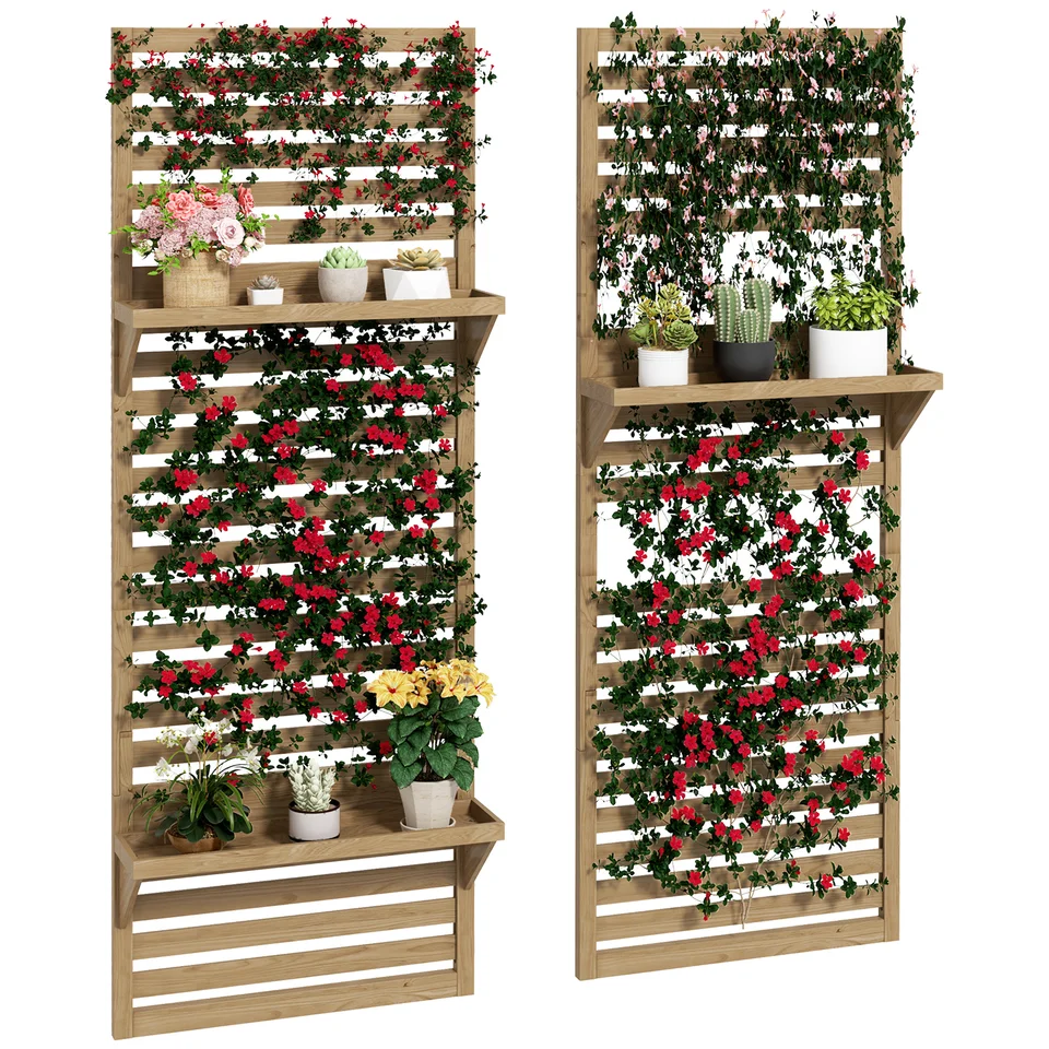 Outdoor Wooden Plant Stands with Hanging Planters