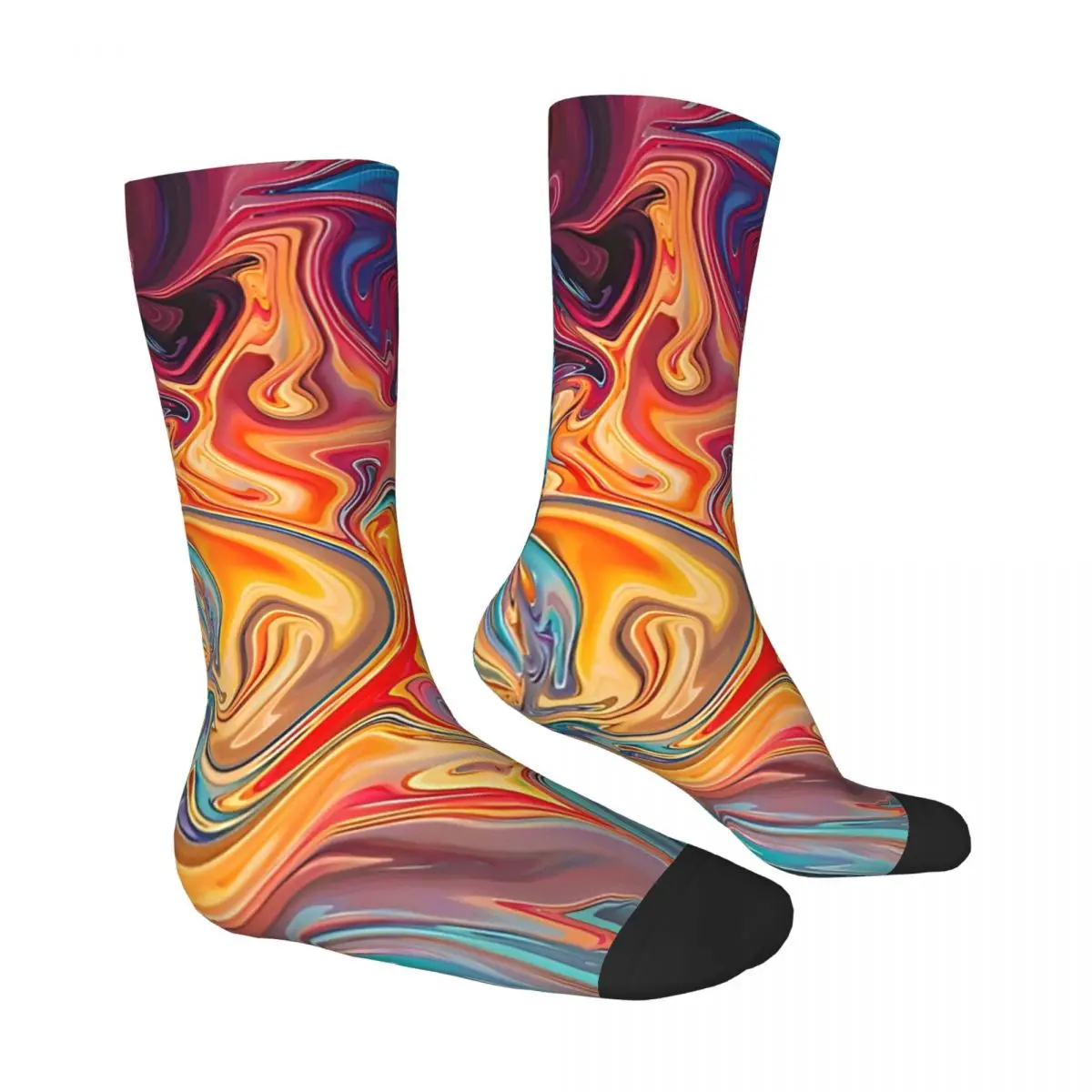 Abstract Fluid Retro Art Stockings Colorful Marble Painting Pattern Funny Socks Winter Anti Sweat Socks Women Men Cycling Socks