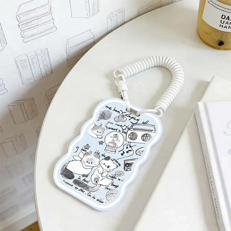 Cards Cover for Stretchable Spring Cord Photo Protector Kpop Photocard Holder Student Bus/Meal Card Protection Case